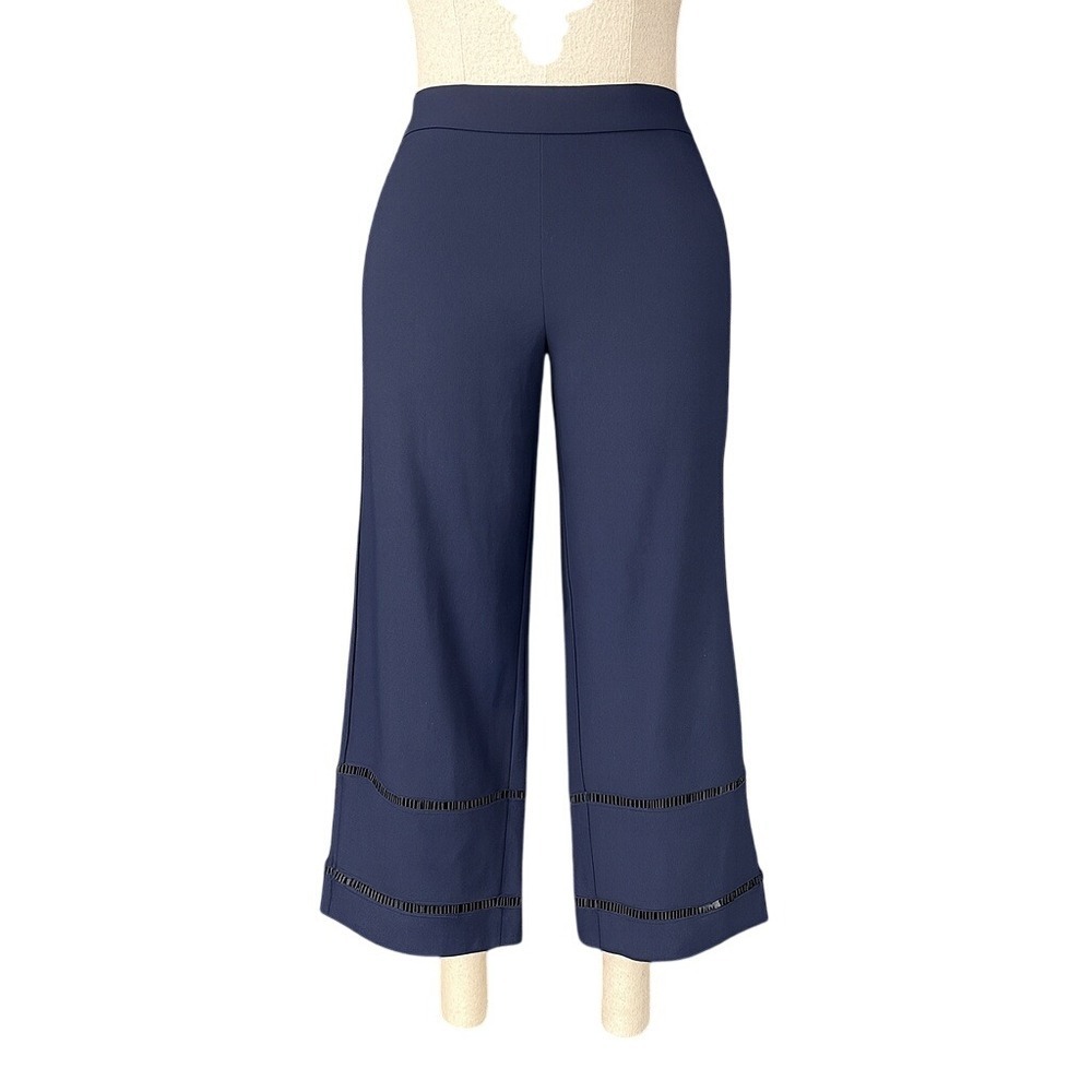 Nanette Lepore Womens S Wide Leg Cropped‎ Pants Pull On Stretch Career Trousers